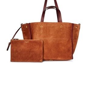 Brown Suede Tote Bag Set